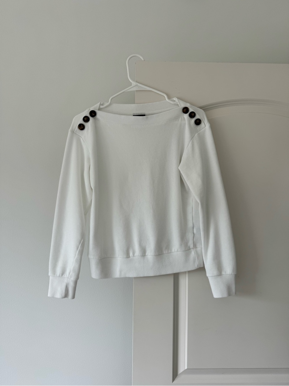 Who What Wear White Shoulder-Button Pullover